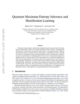 Quantum Maximum Entropy Inference and Hamiltonian Learning