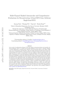 Multi-Channel Masked Autoencoder and Comprehensive Evaluations for
  Reconstructing 12-Lead ECG from Arbitrary Single-Lead ECG