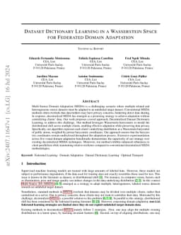 Dataset Dictionary Learning in a Wasserstein Space for Federated Domain
  Adaptation
