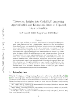 Theoretical Insights into CycleGAN: Analyzing Approximation and Estimation Errors in Unpaired Data Generation