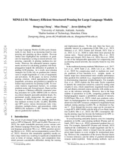 MINI-LLM: Memory-Efficient Structured Pruning for Large Language Models