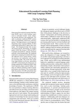 Educational Personalized Learning Path Planning with Large Language
  Models