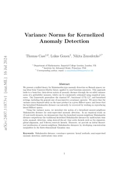 Variance Norms for Kernelized Anomaly Detection