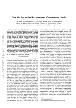 Data selection method for assessment of autonomous vehicles