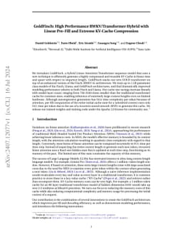 GoldFinch: High Performance RWKV/Transformer Hybrid with Linear Pre-Fill
  and Extreme KV-Cache Compression
