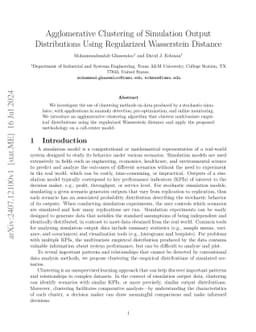 Agglomerative Clustering of Simulation Output Distributions Using
  Regularized Wasserstein Distance