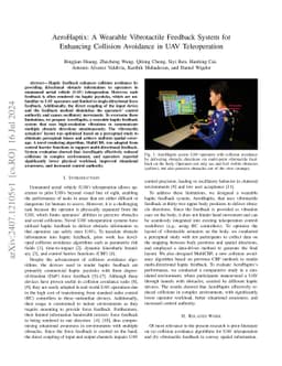 AeroHaptix: A Wearable Vibrotactile Feedback System for Enhancing Collision Avoidance in UAV Teleoperation