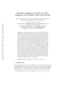 Distribution Alignment for Fully Test-Time Adaptation with Dynamic
  Online Data Streams