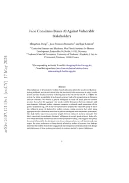 False consensus biases AI against vulnerable stakeholders