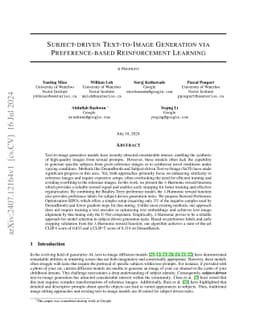 Subject-driven Text-to-Image Generation via Preference-based
  Reinforcement Learning