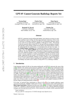 GPT-4V Cannot Generate Radiology Reports Yet