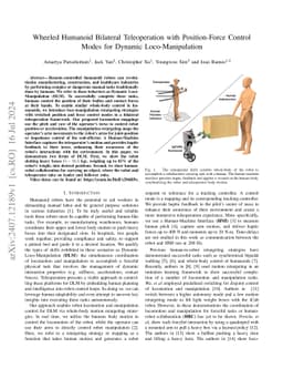 Wheeled Humanoid Bilateral Teleoperation with Position-Force Control
  Modes for Dynamic Loco-Manipulation