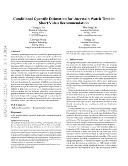 Conditional Quantile Estimation for Uncertain Watch Time in Short-Video Recommendation