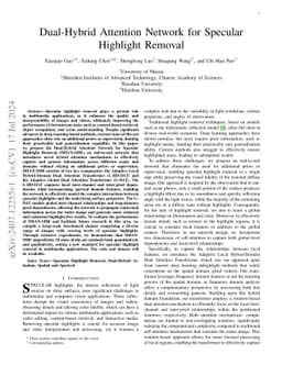 Dual-Hybrid Attention Network for Specular Highlight Removal