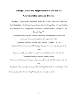 Voltage-Controlled Magnetoelectric Devices for Neuromorphic Diffusion Process
