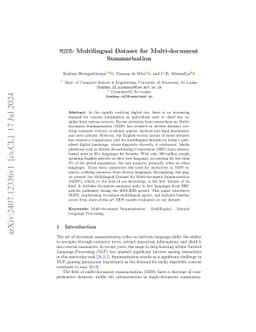 M2DS: Multilingual Dataset for Multi-document Summarisation