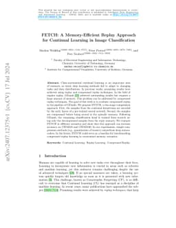 FETCH: A Memory-Efficient Replay Approach for Continual Learning in
  Image Classification