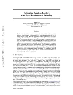 Estimating Reaction Barriers with Deep Reinforcement Learning