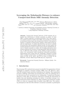 Leveraging the Mahalanobis Distance to enhance Unsupervised Brain MRI
  Anomaly Detection