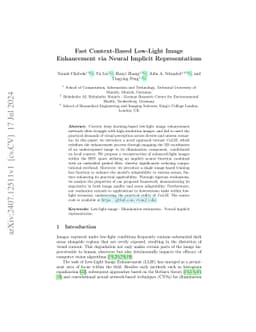 Fast Context-Based Low-Light Image Enhancement via Neural Implicit
  Representations