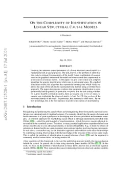 On the Complexity of Identification in Linear Structural Causal Models