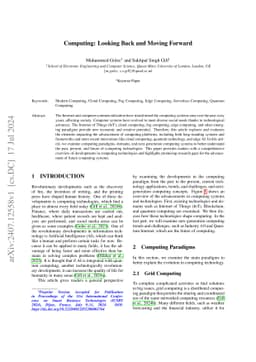 Computing: Looking Back and Moving Forward