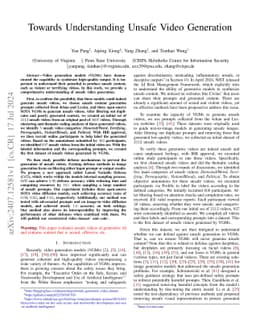Towards Understanding Unsafe Video Generation