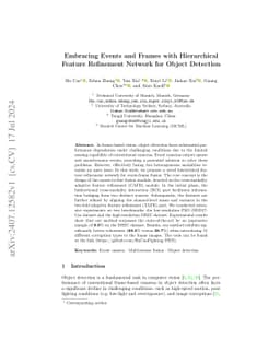 Embracing Events and Frames with Hierarchical Feature Refinement Network
  for Object Detection