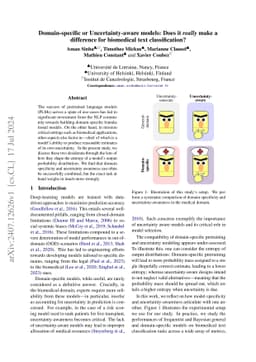 Domain-specific or Uncertainty-aware models: Does it really make a
  difference for biomedical text classification?