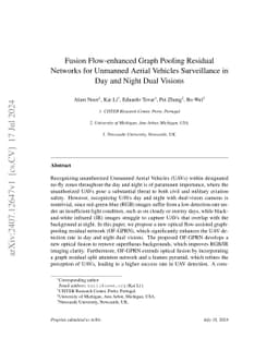 Fusion Flow-enhanced Graph Pooling Residual Networks for Unmanned Aerial
  Vehicles Surveillance in Day and Night Dual Visions
