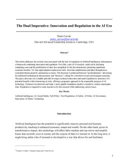 The Dual Imperative: Innovation and Regulation in the AI Era