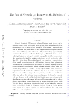 The Role of Network and Identity in the Diffusion of Hashtags