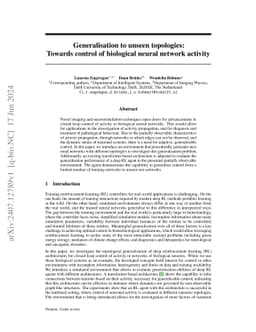 Generalisation to unseen topologies: Towards control of biological
  neural network activity