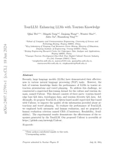 TourLLM: Enhancing LLMs with Tourism Knowledge
