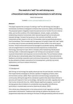 The need of a self for self-driving cars a theoretical model applying
  homeostasis to self driving
