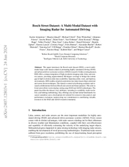 Bosch Street Dataset: A Multi-Modal Dataset with Imaging Radar for
  Automated Driving