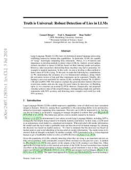 Truth is Universal: Robust Detection of Lies in LLMs