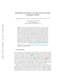Identifying the Source of Generation for Large Language Models