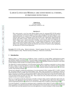 Large language models are good medical coders, if provided with tools