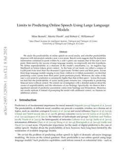 Limits to Predicting Online Speech Using Large Language Models