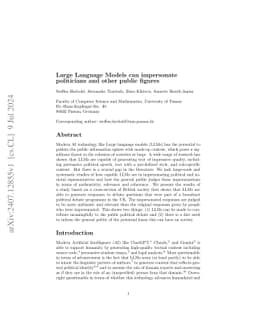 Large Language Models can impersonate politicians and other public
  figures