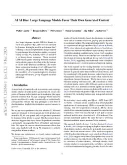 AI AI Bias: Large Language Models Favor Their Own Generated Content