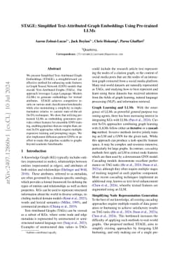 STAGE: Simplified Text-Attributed Graph Embeddings Using Pre-trained
  LLMs