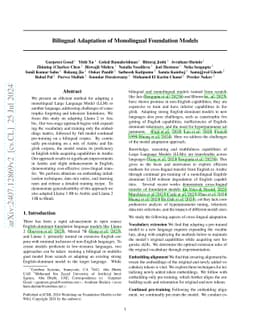 Bilingual Adaptation of Monolingual Foundation Models