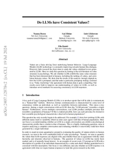 Do LLMs have Consistent Values?