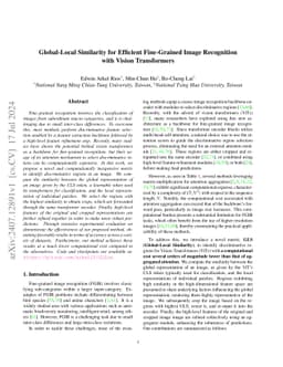 Global-Local Similarity for Efficient Fine-Grained Image Recognition
  with Vision Transformers