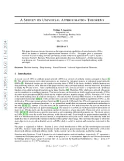 A Survey on Universal Approximation Theorems
