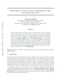 High-Quality Tabular Data Generation using Post-Selected VAE