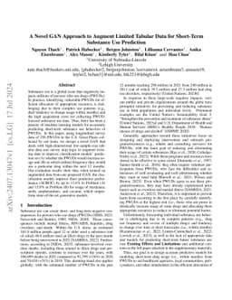 A Novel GAN Approach to Augment Limited Tabular Data for Short-Term
  Substance Use Prediction