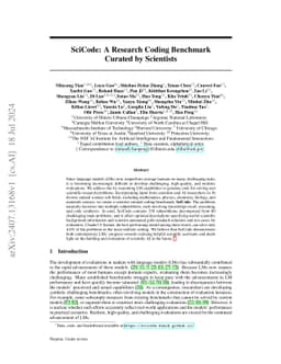SciCode: A Research Coding Benchmark Curated by Scientists